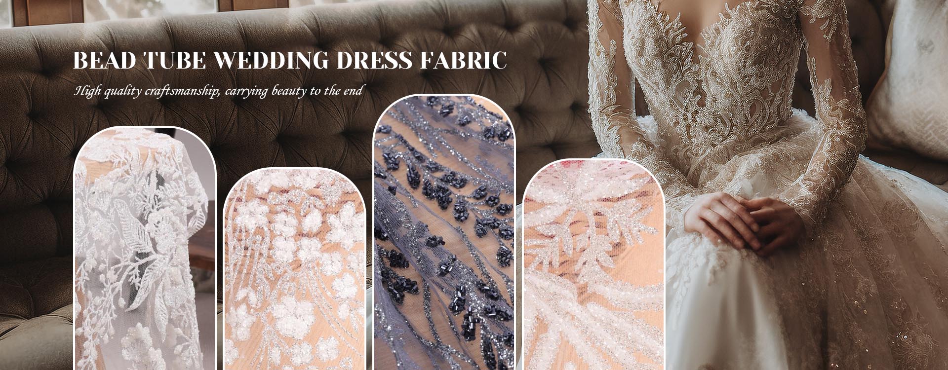 Kina Bead Tube Wedding Dress Stoffleverandører